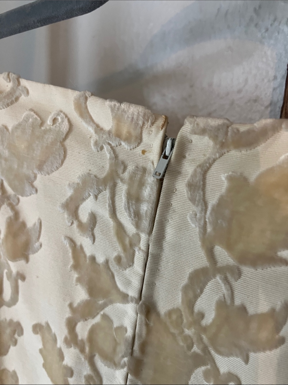 Vintage 1940s 50s Cream Velvet Brocade Sleeveless A-Line Mini Bridal Dress Small - Picture 9 of 10